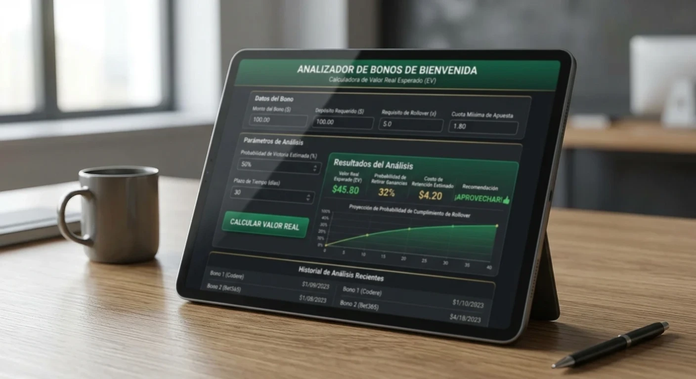 Calculadora y análisis del valor real de bonos de registro en apuestas