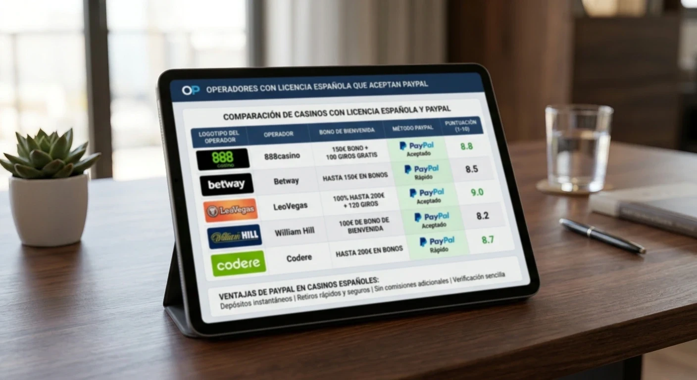 Comparación de operadores con licencia española que aceptan PayPal