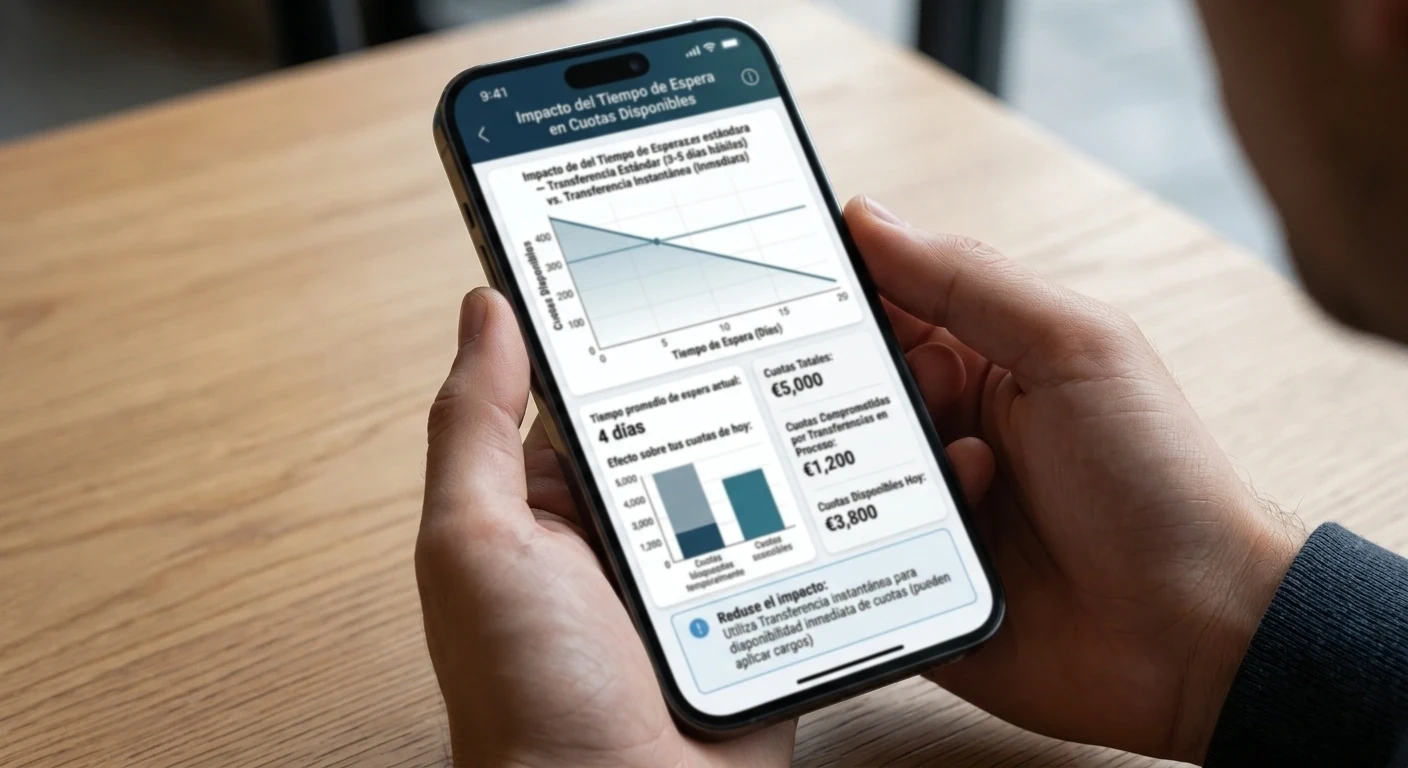 Impacto del tiempo de espera de una transferencia estándar sobre las cuotas disponibles