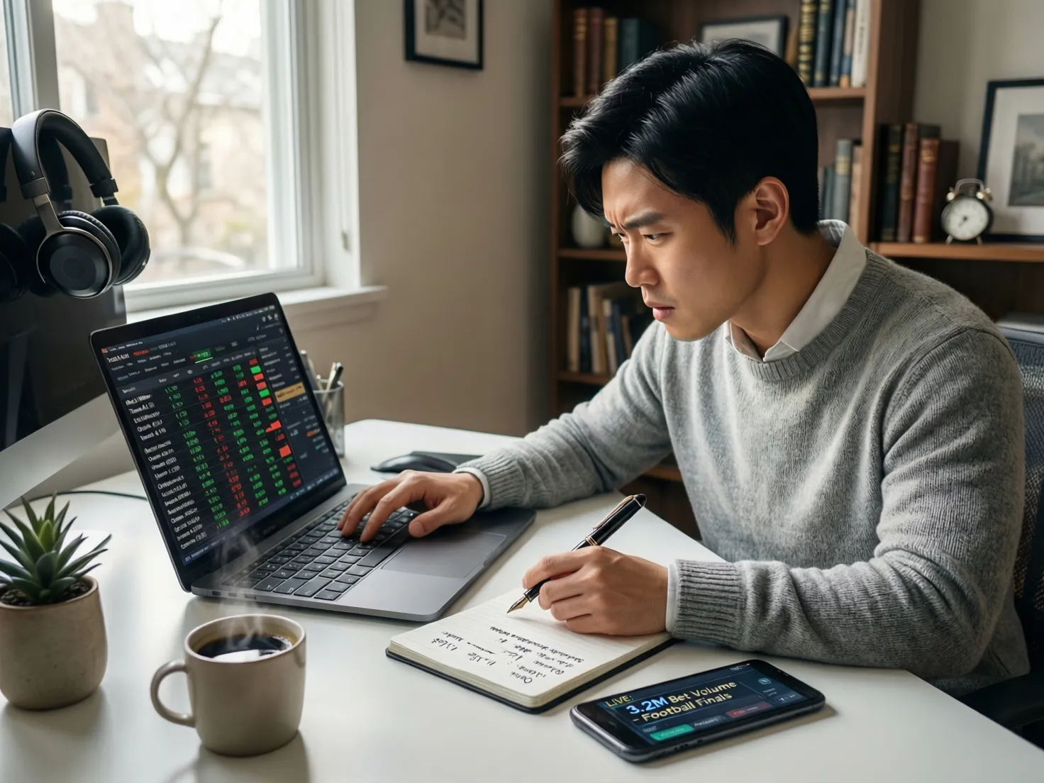 Persona analizando datos de exchange en ordenador portátil