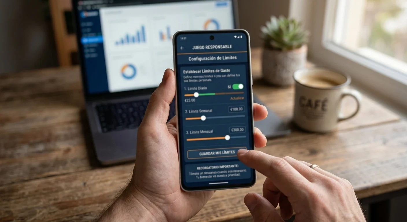 Concepto de juego responsable y límites personales en apuestas online