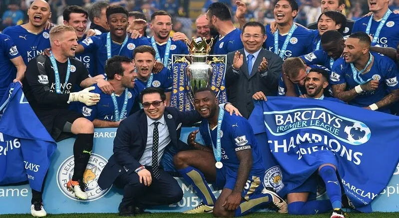 Leicester City celebrando el campeonato de la Premier League 2015-16