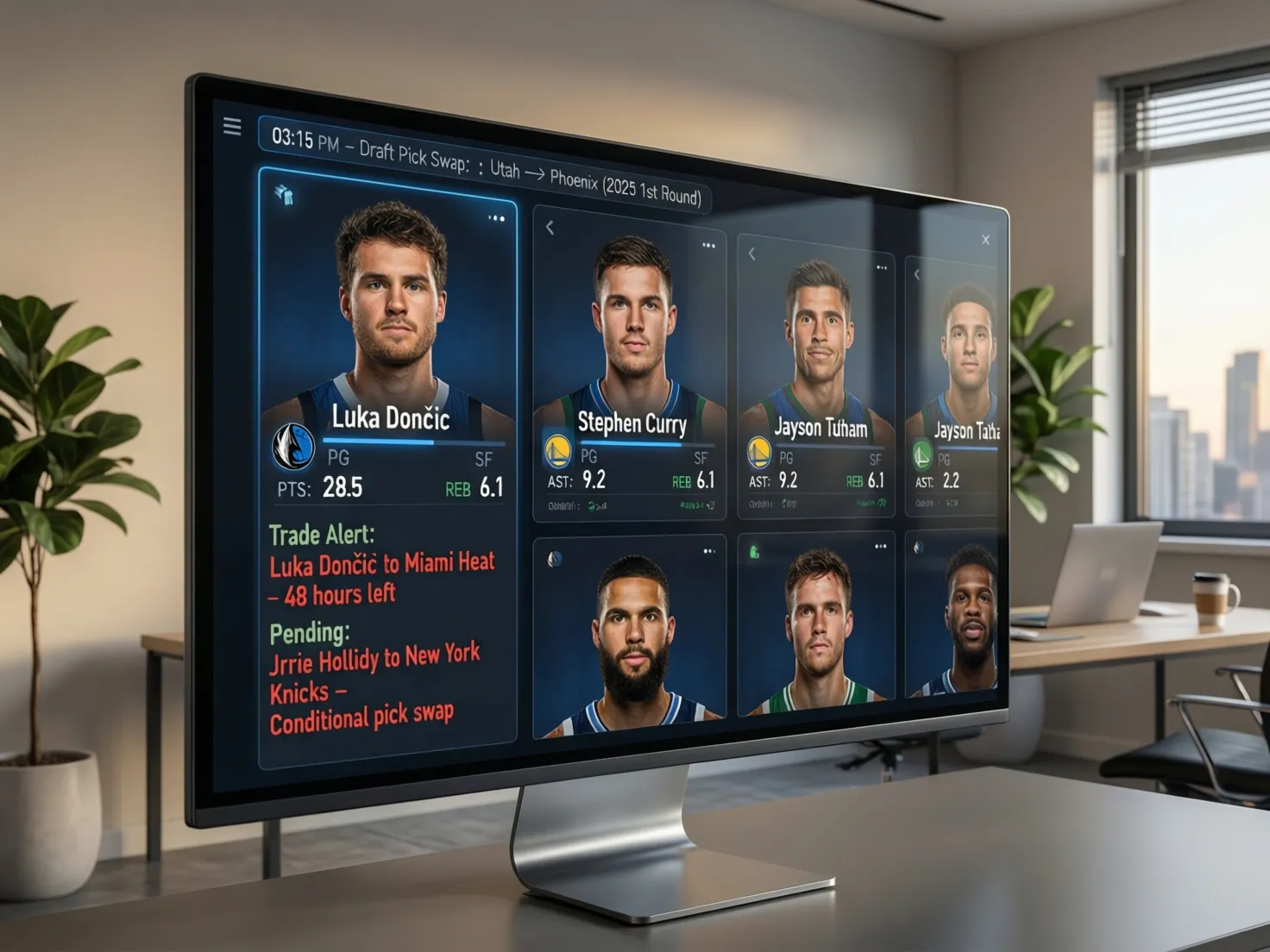 Pantalla mostrando información de traspasos y fichajes de baloncesto