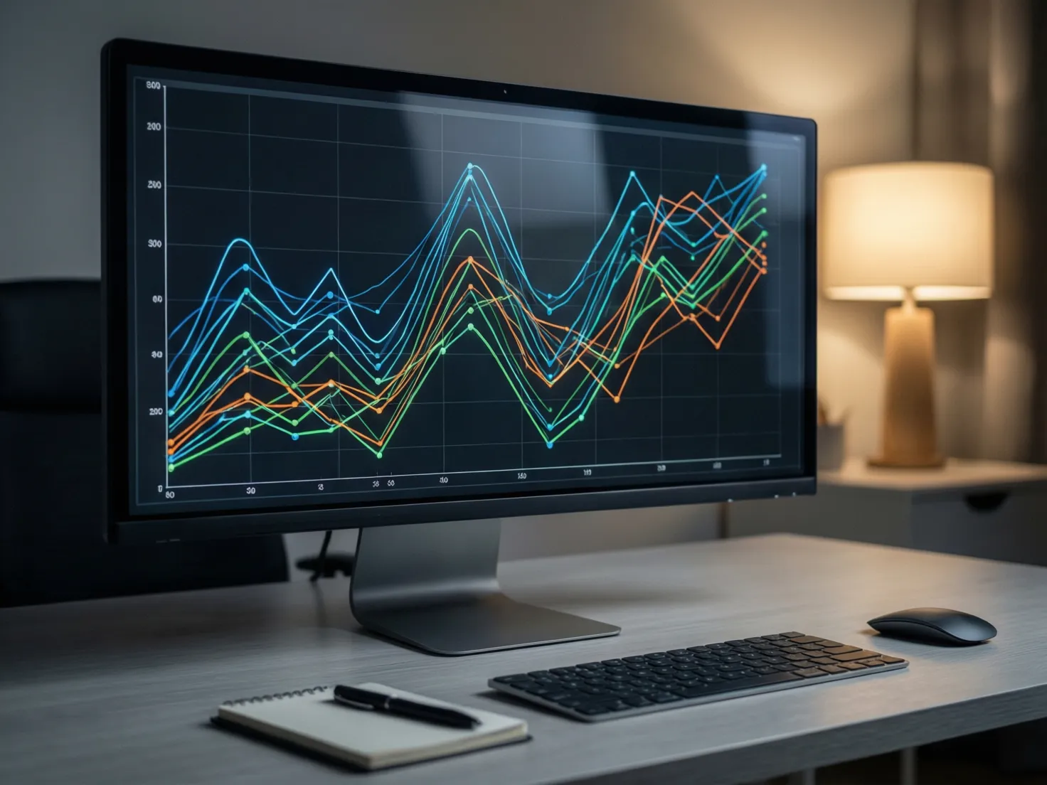 Pantalla mostrando gráficos de movimiento de cuotas con tendencias