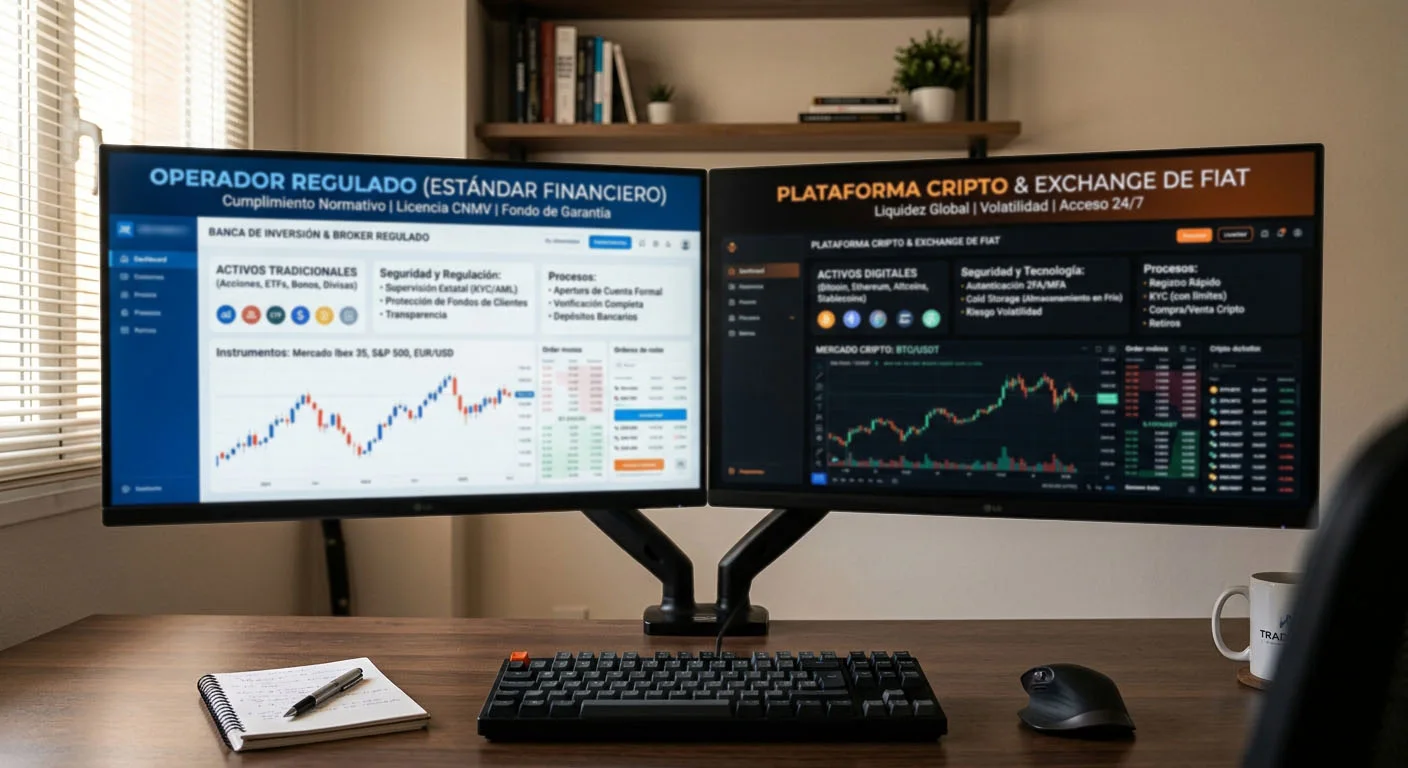 Comparativa visual entre operadores regulados y plataformas cripto