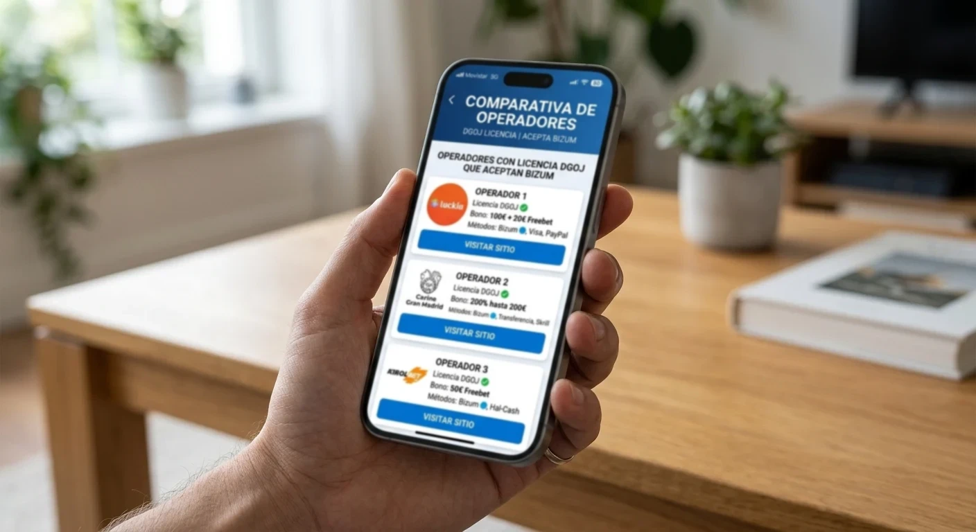 Comparativa de operadores con licencia DGOJ que aceptan Bizum