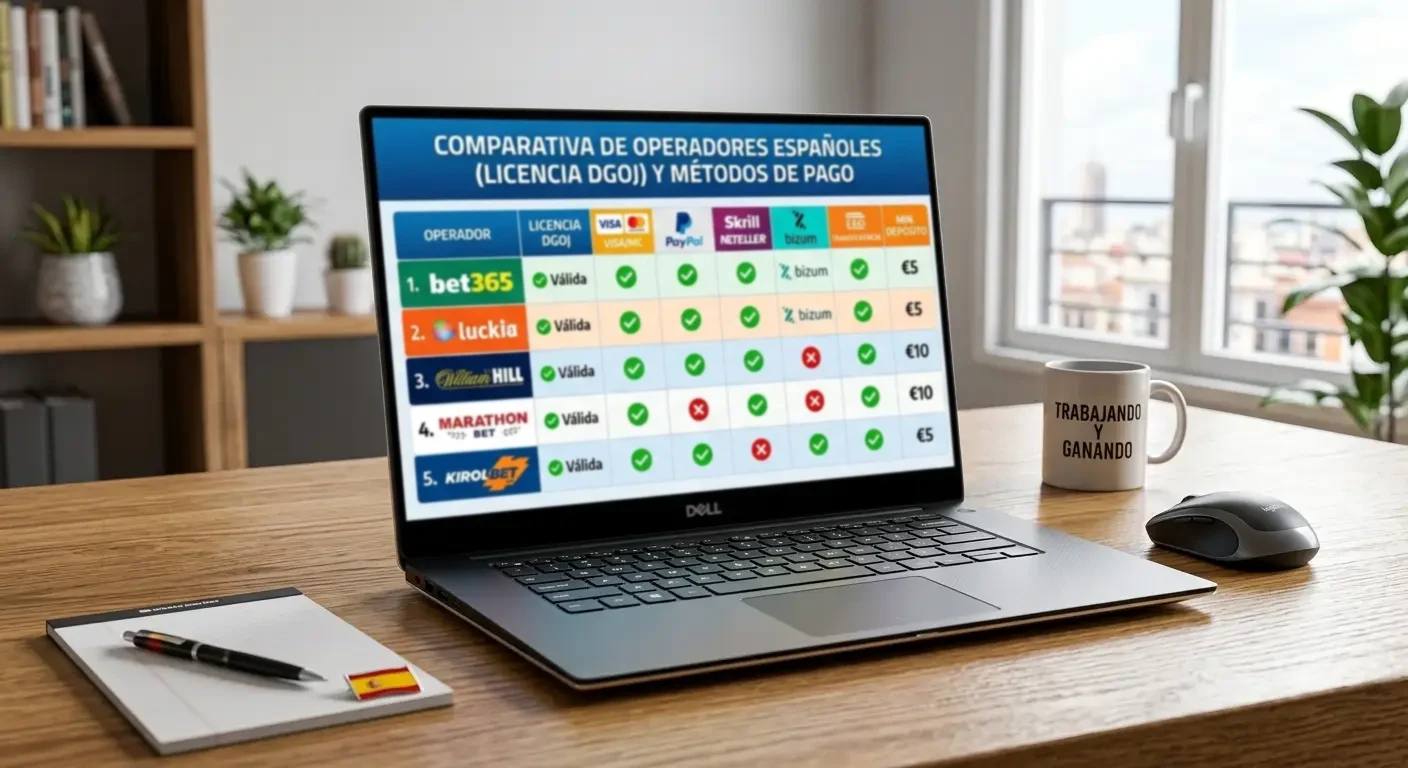 Comparativa de operadores españoles con licencia DGOJ y métodos de pago disponibles