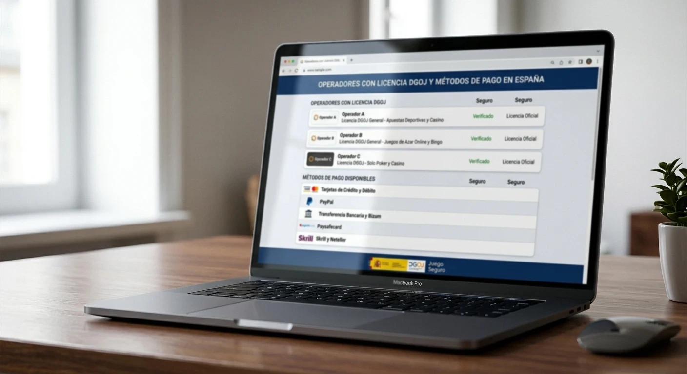 Lista de operadores con licencia DGOJ y métodos de pago disponibles