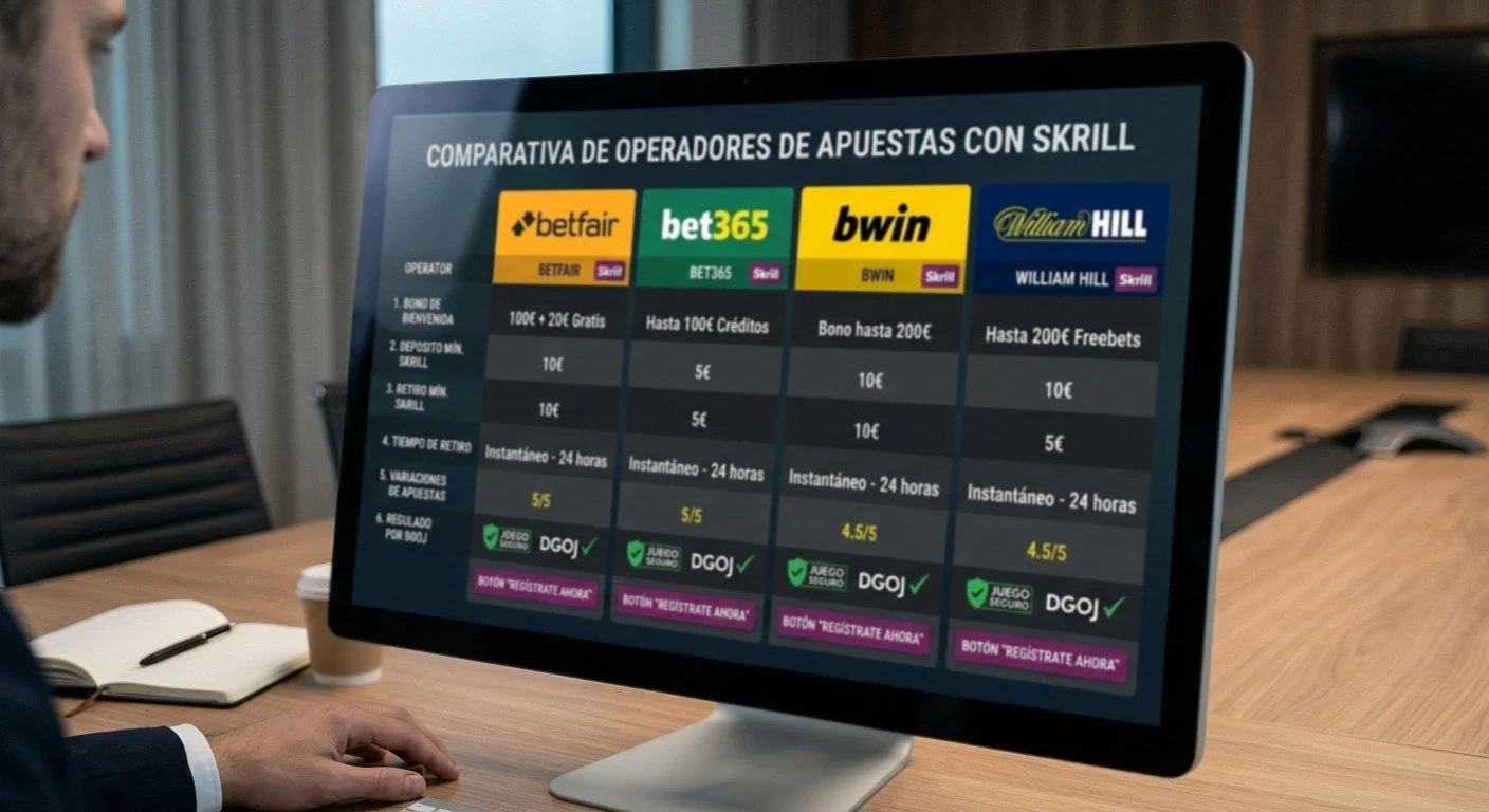 Comparativa de operadores de apuestas que aceptan Skrill