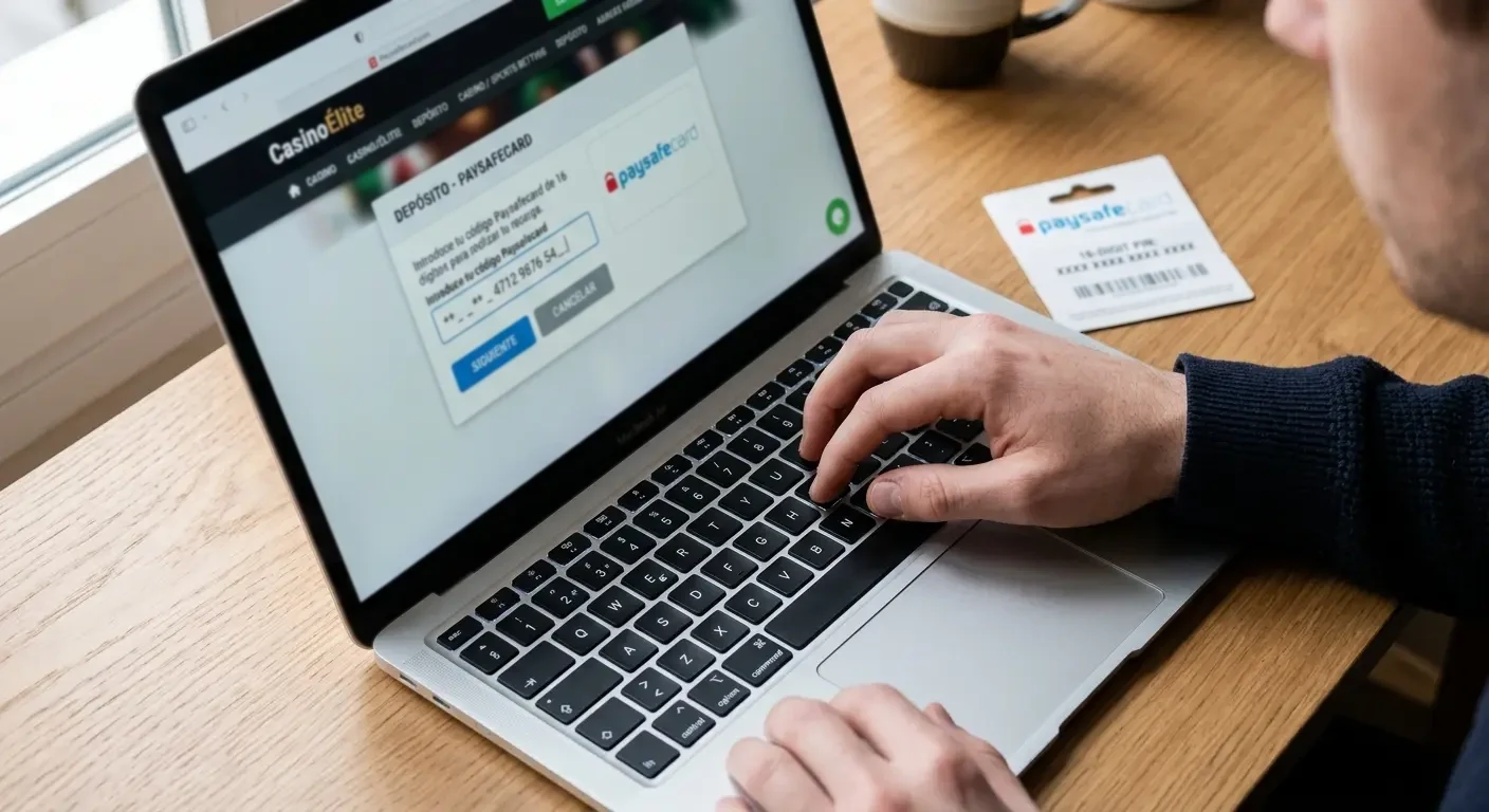 Usuario introduciendo código Paysafecard en formulario de depósito