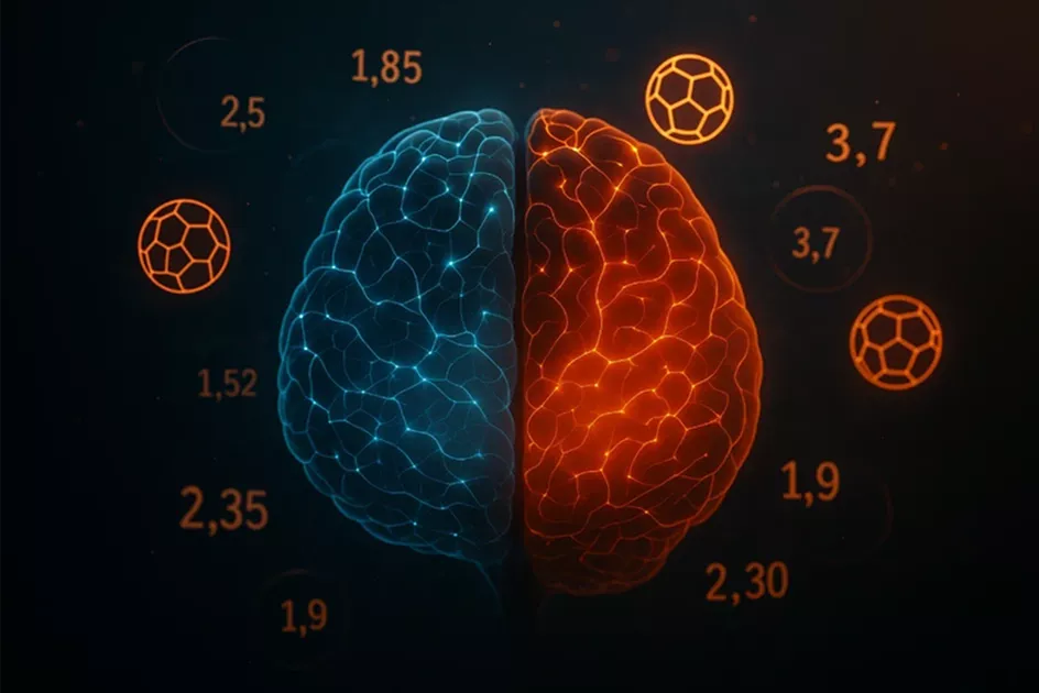 Visualización de la psicología del apostador anticipado mostrando el equilibrio entre razón y emoción