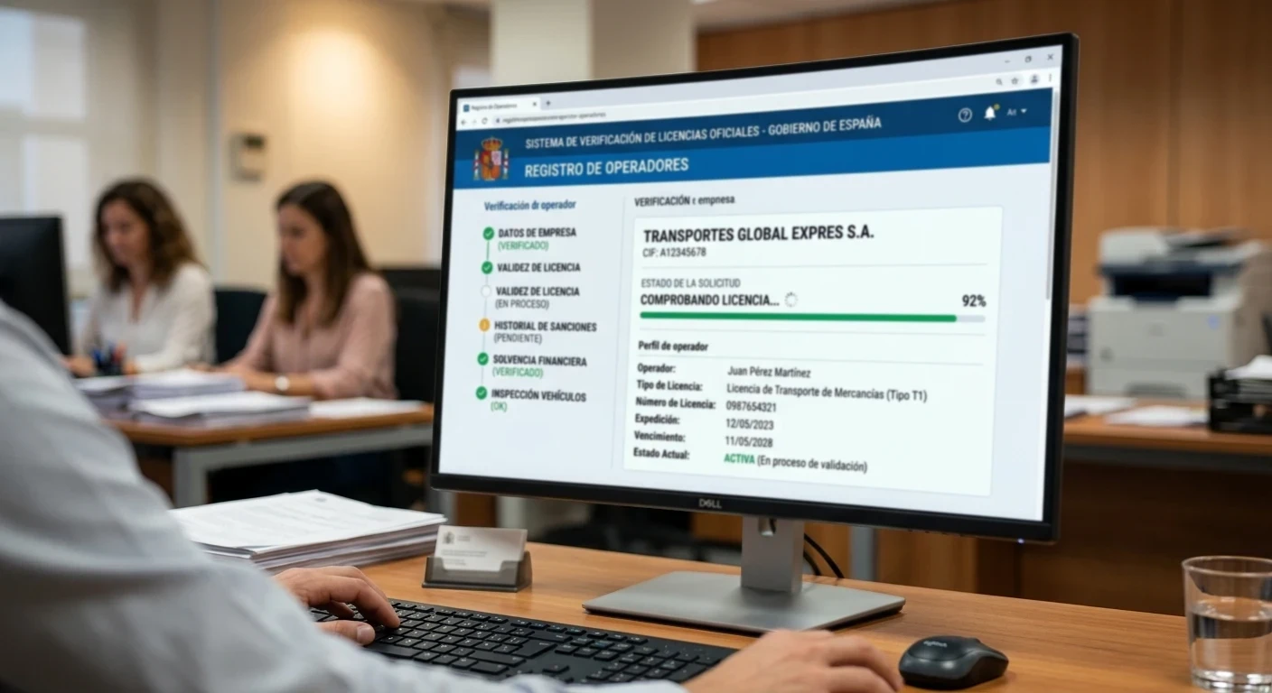 Proceso de comprobación de licencia oficial en el registro de operadores